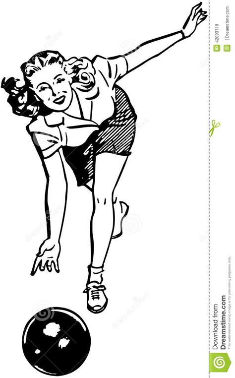 Woman Bowling Illustration About Bowling 1950 1940 Fitness Retro