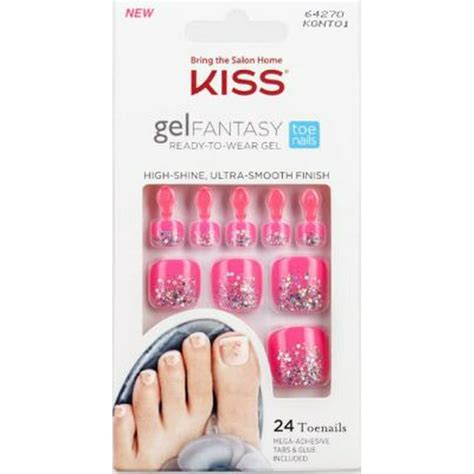 Kiss Gel Fantasy Read To Wear Gel Artificial Toenail Kit 24 Nails