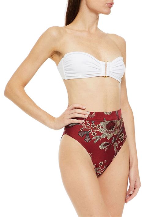 ZIMMERMANN Juno Floral Print High Rise Bikini Briefs Sale Up To 70