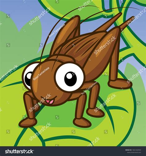Cartoon Funny Cricket Cute Vector Stock Vector Royalty Free 1061432933