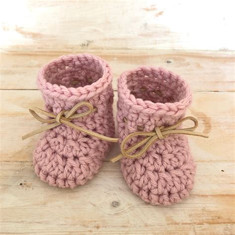 Crochet Baby Booties Pink Chunky Bow Booties Etsy Uk
