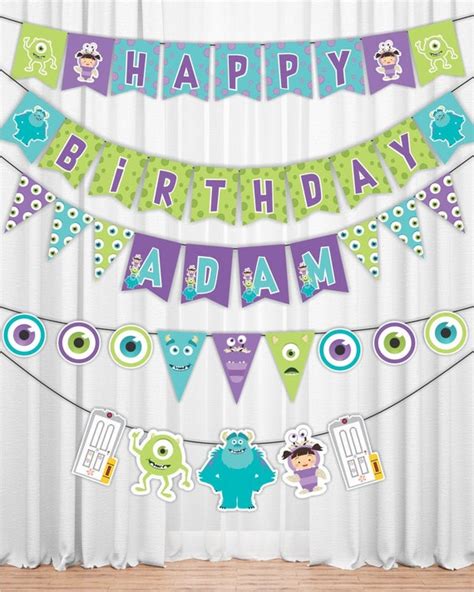 Monsters Inc Happy Birthday Printable Banner With The Etsy