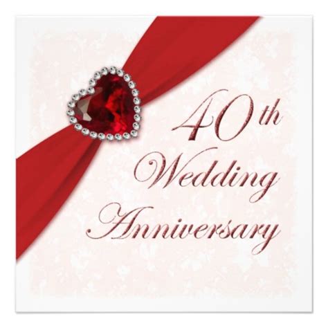 Damask 40th Wedding Anniversary Invitation 525 Square Free Image Download