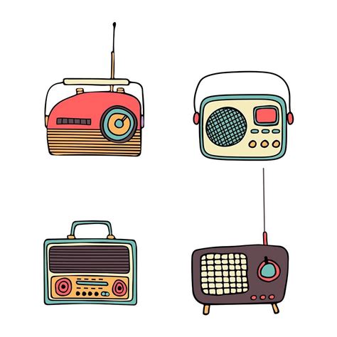 Four Different Types Of Radio On A White Background One Is Red And The