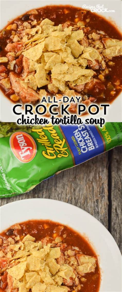 I really prefer cooking on low, for a longer amount of time so that the flavor can develop. Crockpot Chicken Tortilla Soup {All Day} - Recipes That Crock!