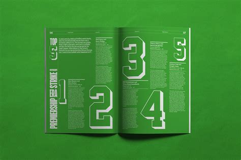 An Open Magazine With White Numbers On Green Background