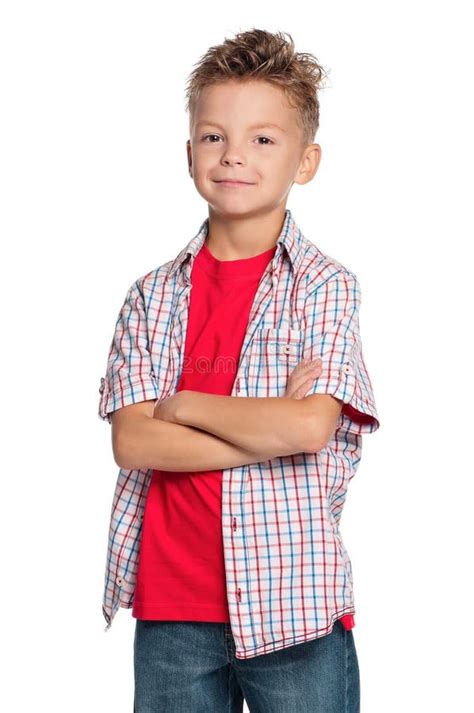 Little Boy With White Blank Stock Photo Image Of Attractive Hand