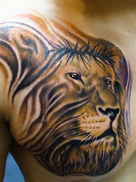 Pics For Lion Tribal Chest Tattoo Tribal Chest Tattoos Chest Tattoo Lion Tattoo