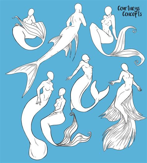 Mermaid Bases By Courtneysconcepts Mermaid Drawings Drawing