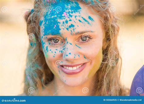 Young Woman Having Fun With Powder Paint Stock Image Image Of
