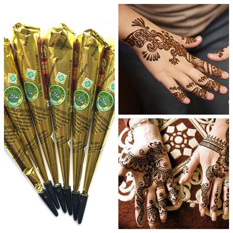 Buy 6pcslot Natural Herbal Brown Henna Tattoo Paste Indian Women Body Cream
