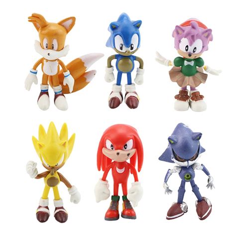 6pcs set super sonic the hedgehog figures toy pvc toy sonic shadow tails characters doll action