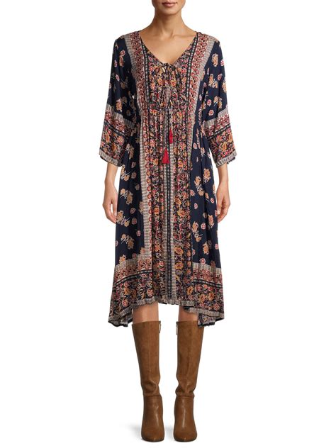 Romantic Gypsy Womens Dress With 34 Sleeves