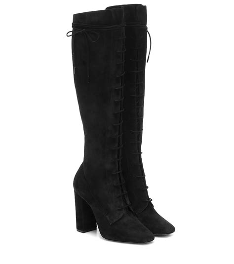 Buy Saint Laurent Laura Suede Boots Black At 30 Off Editorialist
