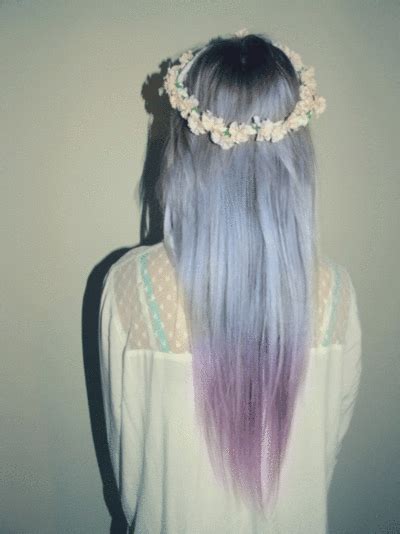 Divide your hair into two or four low ponytails and fasten each one with an elastic. dip dyed hair on Tumblr