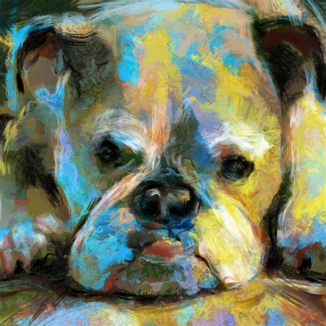 English Bulldog Art Print Abstract Bulldog Dog Wall Art Etsy