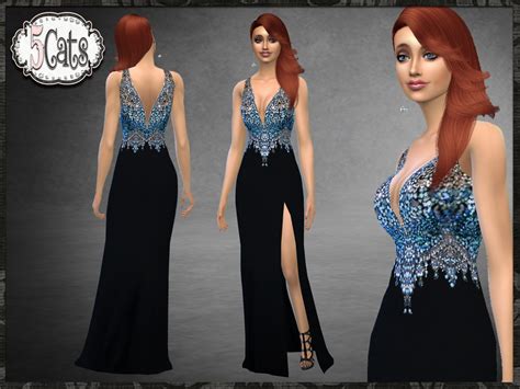 The Sims Resource Wof Jeweled Side Slit Gown