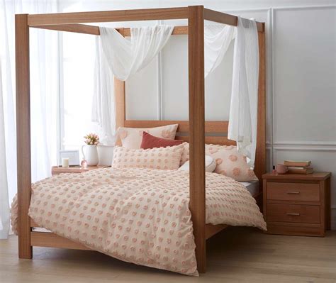 This tester or panel will often have rails to allow curtains to be pulled around the bed. Springwood Bed Frame (4 Poster) Natural | Bedroom ...