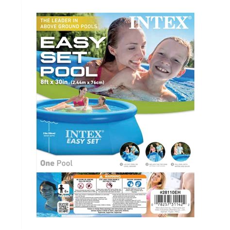 Intex 8 Ft X 8 Ft X 30 In Inflatable Top Ring Round Above Ground Pool