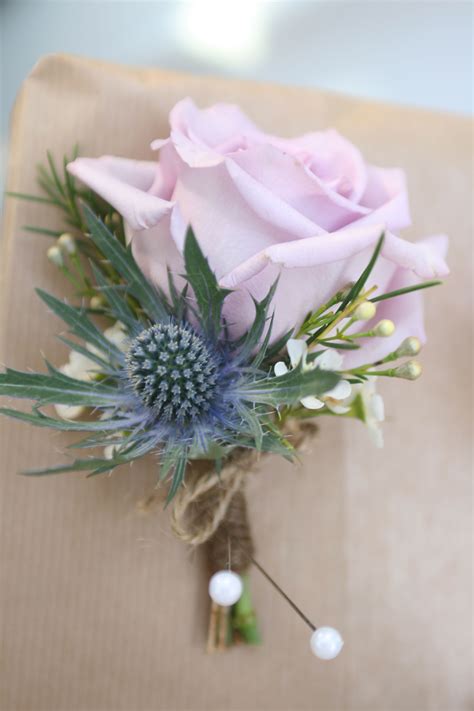Rose And Thistle Buttonhole Thistle Boutonniere Thistle Bouquet