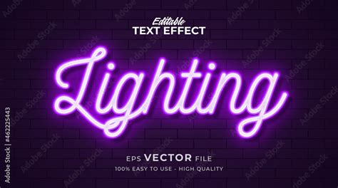 Neon Light Text Effect Editable Retro And Glowing Text Style Stock