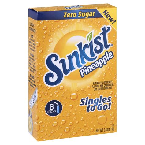 Sunkist Pineapple Zero Sugar Singles To Go Shop Mixes Flavor Enhancers At H E B