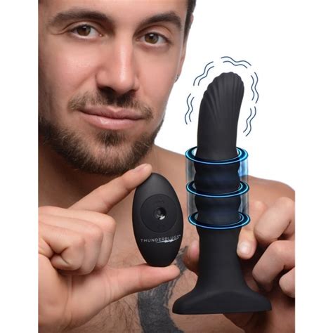 Thunderplug Sliding Shaft Silicone Anal Plug With Remote Control Black Sex Toy Hotmovies