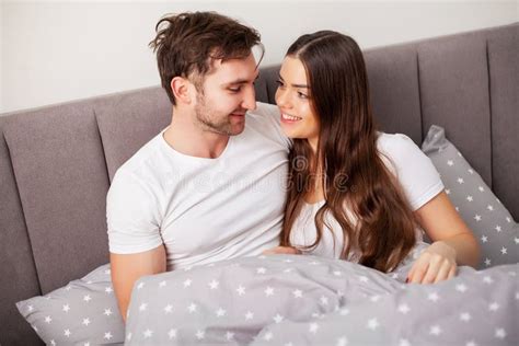 Intimate Sensual Young Couple In Bedroom Enjoying Each Other Stock Image Image Of