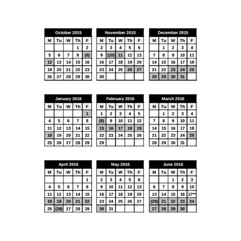 8 School Calendar Templates Free Samples Examples And Format Sample