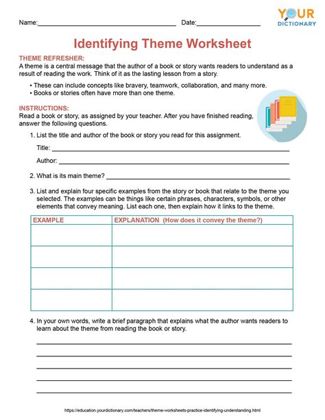 Theme Worksheets Practice Identifying And Understanding