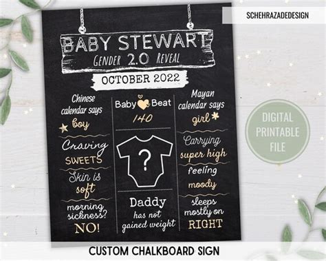 Gender Reveal Chalkboard Sign Printable Announcement Etsy Singapore