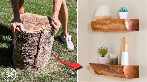 Diy Floating Shelves From Firewood Woodworking Youtube