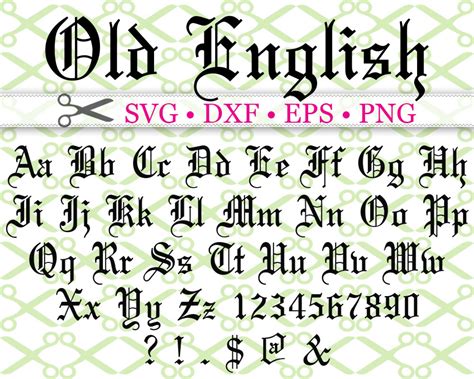 Old English Svg Font Cricut And Silhouette Files Svg Dxf Eps Png