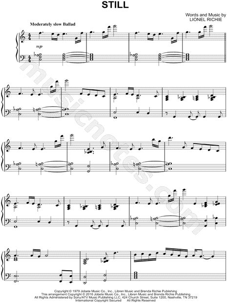 Commodores Still Sheet Music Piano Solo In C Major Download And Print Sku Mn0170981