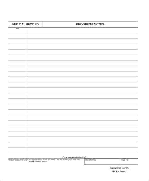 Printable Blank Progress Note Template