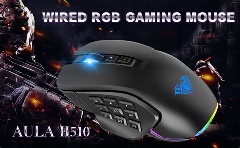 Aula H510 Mmomobafps Gaming Mouse With Side Buttons Rgb Backlit