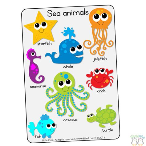 Little One Theme Wall Chart Sea Animals