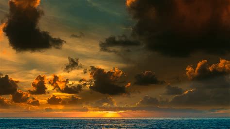 Wallpaper Nature Landscape Water Sea Sun Clouds Sunset Horizon