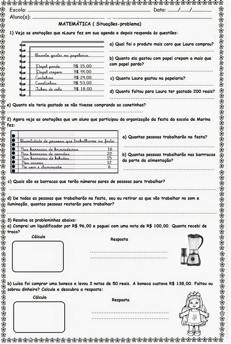 Situações Problemas De Adição E Subtração 4 Ano