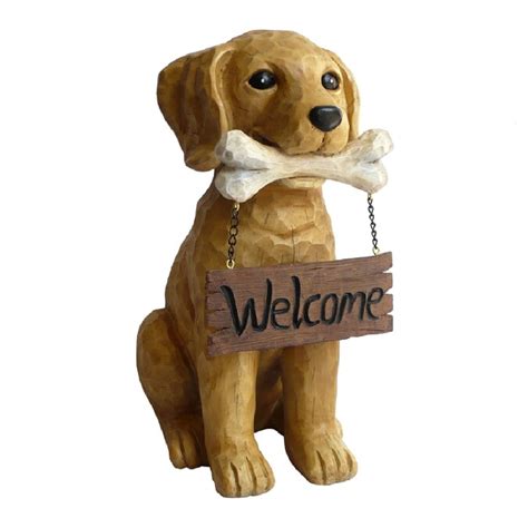 135h Dog With Welcome Sign Garden Statue In The Garden Statues
