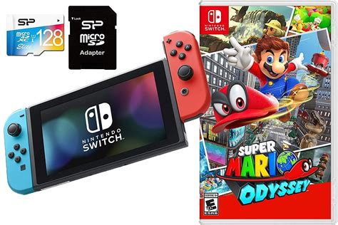 Nintendo Switch Super Mario Odyssey Bundle 32gb Nintendo Switch Console With Neon Red And Blue