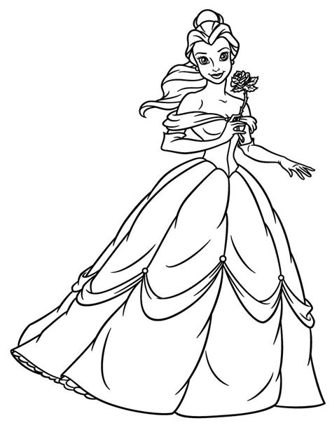 You can find here 120 free printable princess coloring pages for boys, girls and adults. Princess Belle Holding Flower Coloring Page - Enjoy ...