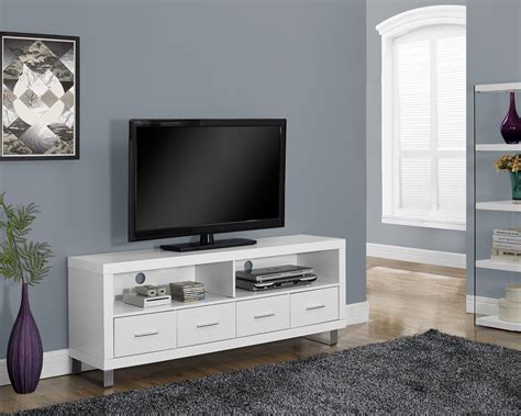 Monarch Specialties Tv Stand 60l White With 4 Drawers