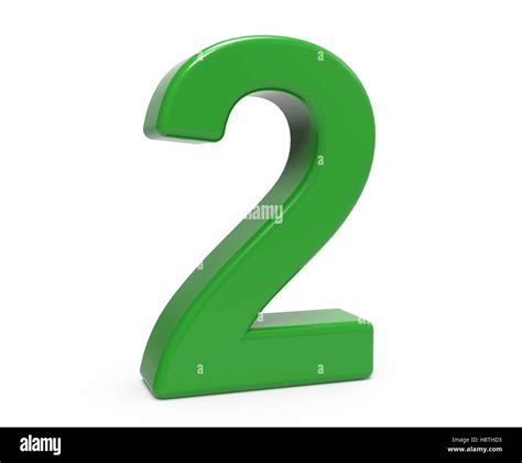 Left Leaning 3d Rendering Green Number 2 Isolated White Background