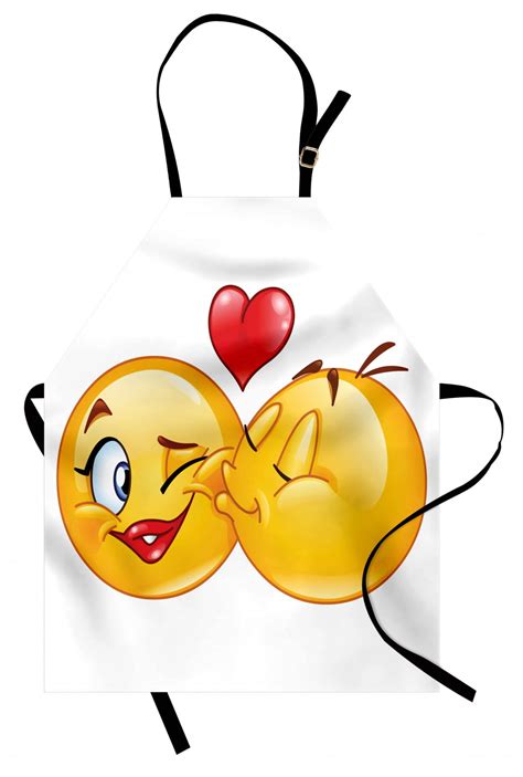 Emoji Apron Romantic Flirty Loving Smiley Faces Couple Kissing Eachother Hearts Image Art Print