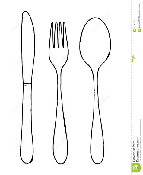 Assiette et couvert dessin : Ensemble De Vecteur De Cuillère Et De Couteau De ...