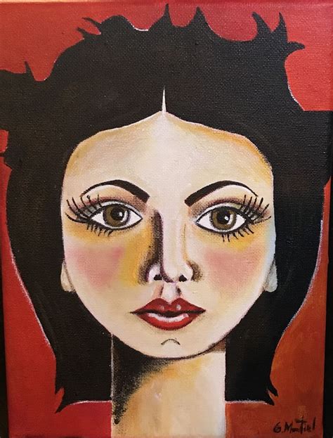 A Painting Of A Woman S Face With Black Hair