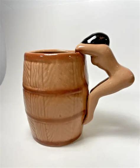 VTG TIKI NUDE Woman Pinup Barrel Mug Naked Retro S Barware MCM Large Oz PicClick
