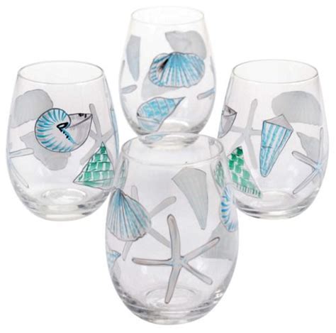 Coastal Drinking Glasses With A Splash Of Ocean And Sea Life Designs