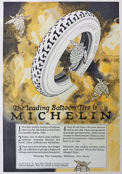 1925 Michelin Tires Ad The Leading Balloon Tire Vintage Tire Ads
